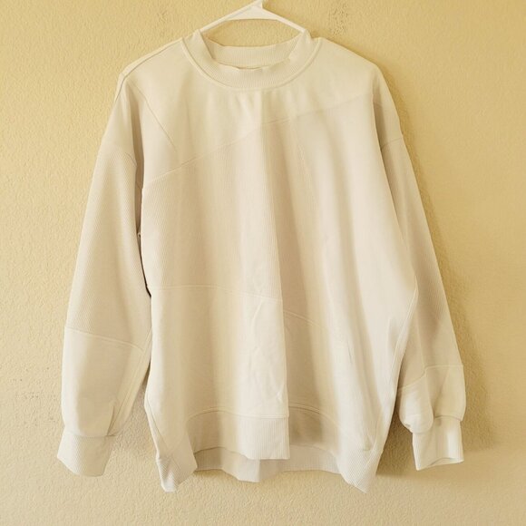 Lululemon Womens Perfectly Oversized Patchwork Crewneck Sweatshirt Size 10 Logo - Picture 1 of 6